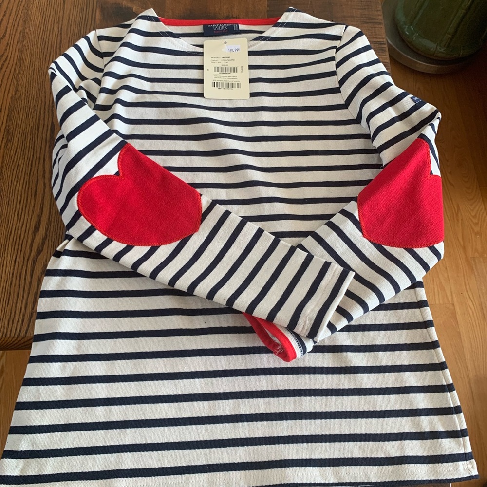 Saint-James Vaujany Striped Sailor Long Sleeve T-Shirt Elbow Heart NWT Size 40